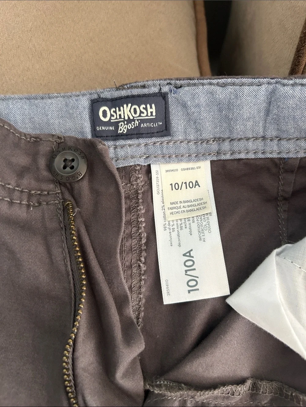 OshKosh B'gosh Boys' Chino Pants in Olive Green and Charcoal